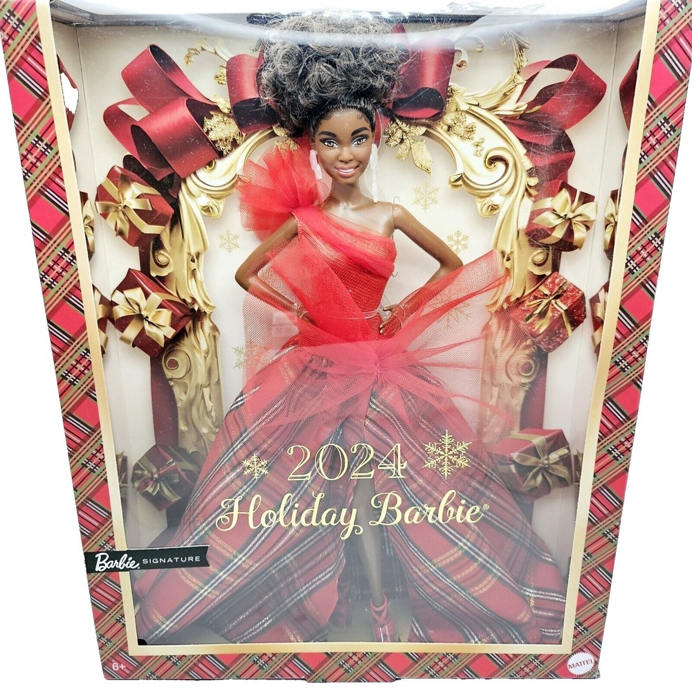 Mattel Barbie Signature 2024 Holiday Barbie Doll Brown Hair Gown New in Box